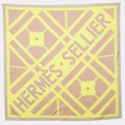 Hermes Yellow Hermes Sellier Printed Silk Square Scarf