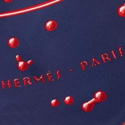 Hermes Navy Blue Vif Argent Printed Silk Square Scarf
