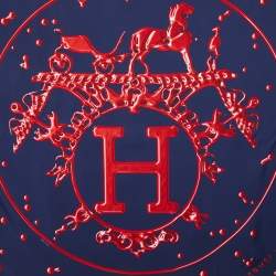 Hermes Navy Blue Vif Argent Printed Silk Square Scarf