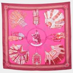 Hermes Pink Cuirs du Desert Printed Silk Square Scarf