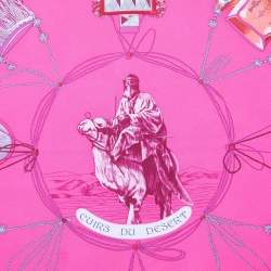 Hermes Pink Cuirs du Desert Printed Silk Square Scarf