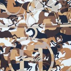 Hermès off-White Ex Libris En Camouflage Printed Silk Square Scarf