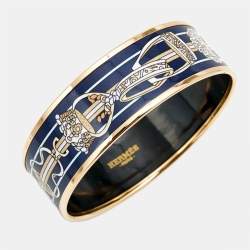 Pre Owned Hermès Enamel Gold Plated Bangle Bracelet
