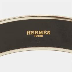 Hermes Multicolor Enamel & Palladium Plated Metal Rim Bangle