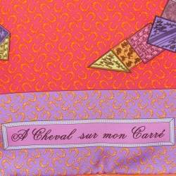 Hermes Multicolor A Cheval Sur Mon Carre Printed Silk Square Scarf