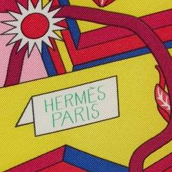 Hermès Pink La Source de Pegase Printed Silk Square Scarf