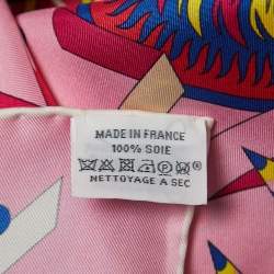 Hermès Pink La Source de Pegase Printed Silk Square Scarf