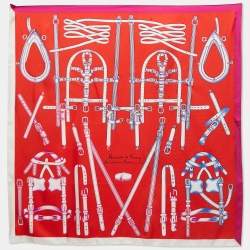 Hermes Red Harnais de Simon Printed Silk Square Scarf Hermes | TLC