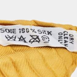 Hermès Mustard Yellow Cuirs Du Desert Printed Silk Plisse Scarf