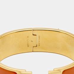 Hermès  Clic Clac H Orange Enamel Gold Plated Bracelet