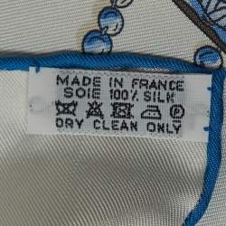 Hermès White & Blue Chemins de Corail Printed Silk Square Scarf