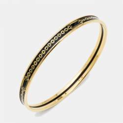 Hermès  Bijoux Chaines Enamel Gold Plated Bangle Bracelet