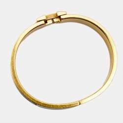 Hermès Clic H Purple Enamel Gold Plated Narrow Bracelet 