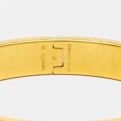 Hermès Clic H Purple Enamel Gold Plated Narrow Bracelet 