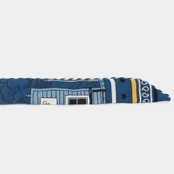 Pre Owned Hermès Navy Blue Printed Silk Choker