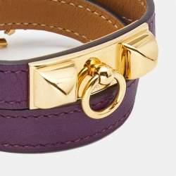 Hermès Rivale Leather Gold Plated Double Tour Bracelet