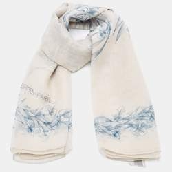 Hermès Off-White Printed Silk Square Scarf