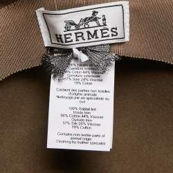 Pre Owned Hermès Etoupe Rabbit Felt Brides de Gala Band Detail Francoise Hat (57)