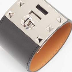 Pre Owned Hermes Kelly Dog Extreme Leather Palladium Plated Bracelet