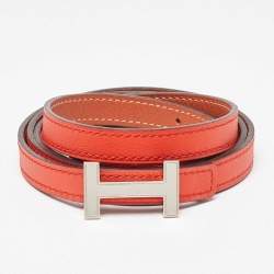 Hermes Sanguine/Fauve Swift and Epsom Leather Focus Belt 95 CM