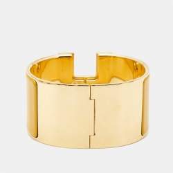 Hermes Clic Clac H Yellow Enamel Gold Plated  Extra Wide Bracelet
