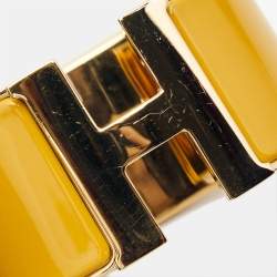 Hermes Clic Clac H Yellow Enamel Gold Plated  Extra Wide Bracelet