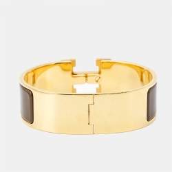 Hermès  Clic Clac H Enamel Gold Plated Bracelet