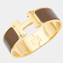 Hermès  Clic Clac H Enamel Gold Plated Bracelet