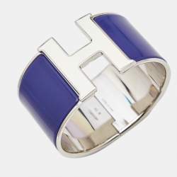 Hermes Clic Clac H Enamel Palladium Plated Extra Wide Bracelet