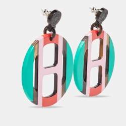 Hermès  Multicolor Horn & Lacquer H Equipe Earrings