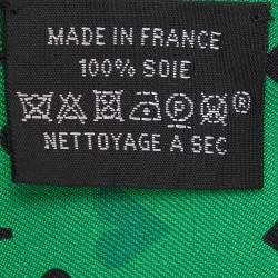 Pre Owned Hermes Green Jeu de Cartes Printed Silk Twilly