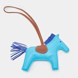Hermes Bleu Aztec/Bleu Electrique/Fauve Milo Leather GriGri Rodeo Bag Charm MM