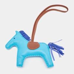 Hermes Bleu Aztec/Bleu Electrique/Fauve Milo Leather GriGri Rodeo Bag Charm MM