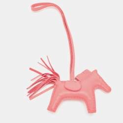 Pre Owned Hermes Rose Azalee Milo Leather GriGri Rodeo Bag Charm PM