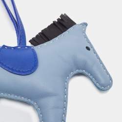 Pre Owned Hermes Bleu Lin/Bleu Electrique/Noir Milo Leather GriGri Rodeo Bag Charm MM