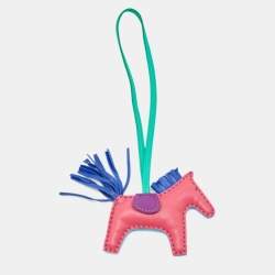 Pre Owned Hermes Bleu Aztec/Bleu Electrique/Soufre/Rose Shocking/Violet/Menthe Milo Leather GriGri Rodeo Bag Charm PM