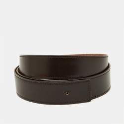 Hermes Gold/Chocolat Box and Togo Leather Reversible Belt Strap 105CM