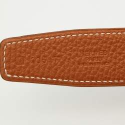 Hermes Gold/Chocolat Box and Togo Leather Reversible Belt Strap 105CM