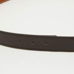 Hermes Gold/Chocolat Box and Togo Leather Reversible Belt Strap 105CM
