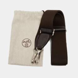 Hermes Ebene Canvas and Leather Adjustable Bag Strap
