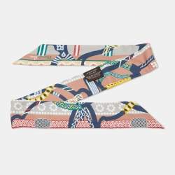 Hermes Multicolor Print Silk Fantaisie d'Etriers Twilly