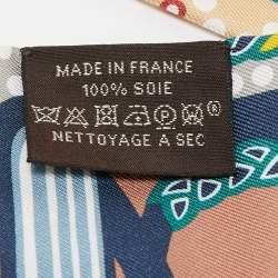 Hermes Multicolor Print Silk Fantaisie d'Etriers Twilly