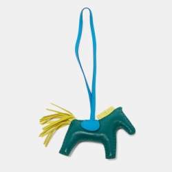 Hermes Malachite/Bleu Zanzibar/Lime Milo Leather GriGri Rodeo Bag Charm PM