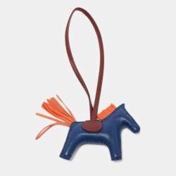Hermes Bleu de Malte/Orange Poppy/Rouge H Milo Leather GriGri Rodeo Bag Charm PM