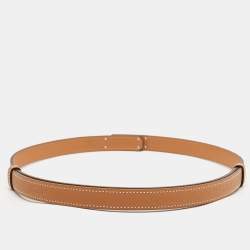 مملوكة مسبقًا Hermes Gold Epsom Leather Palladium Finish Kelly 18 Belt Adjustable