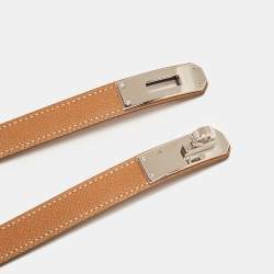 مملوكة مسبقًا Hermes Gold Epsom Leather Palladium Finish Kelly 18 Belt Adjustable