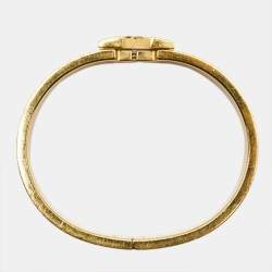 Hermes Clic H White Enamel Gold Plated Bracelet