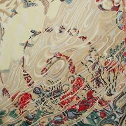 Pre Owned Hermes Cream De la Mer Au Ciel Silk Square Scarf
