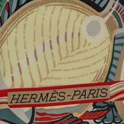 Pre Owned Hermes Cream De la Mer Au Ciel Silk Square Scarf
