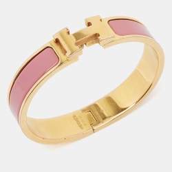 Hermes Clic H Enamel Gold Gold Plated Bracelet